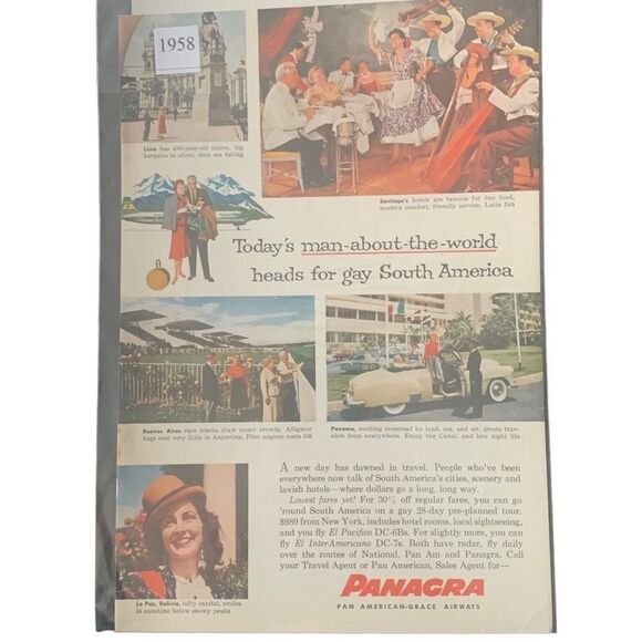 Vintage 1958 Panagra Pan American Grace Airways Man about the World Ad Advertise - Picture 3 of 4